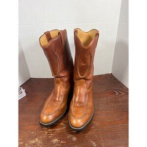 Vintage Double HH Horse Shoe Mens Brown Leather Western Cowboy Boots Size 10